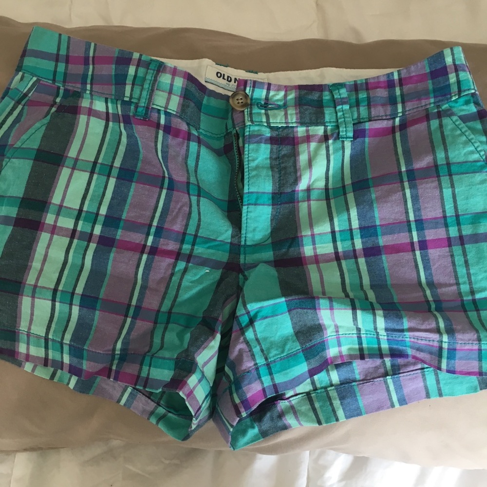 Old Navy Blue and Purple Plaid Shorts